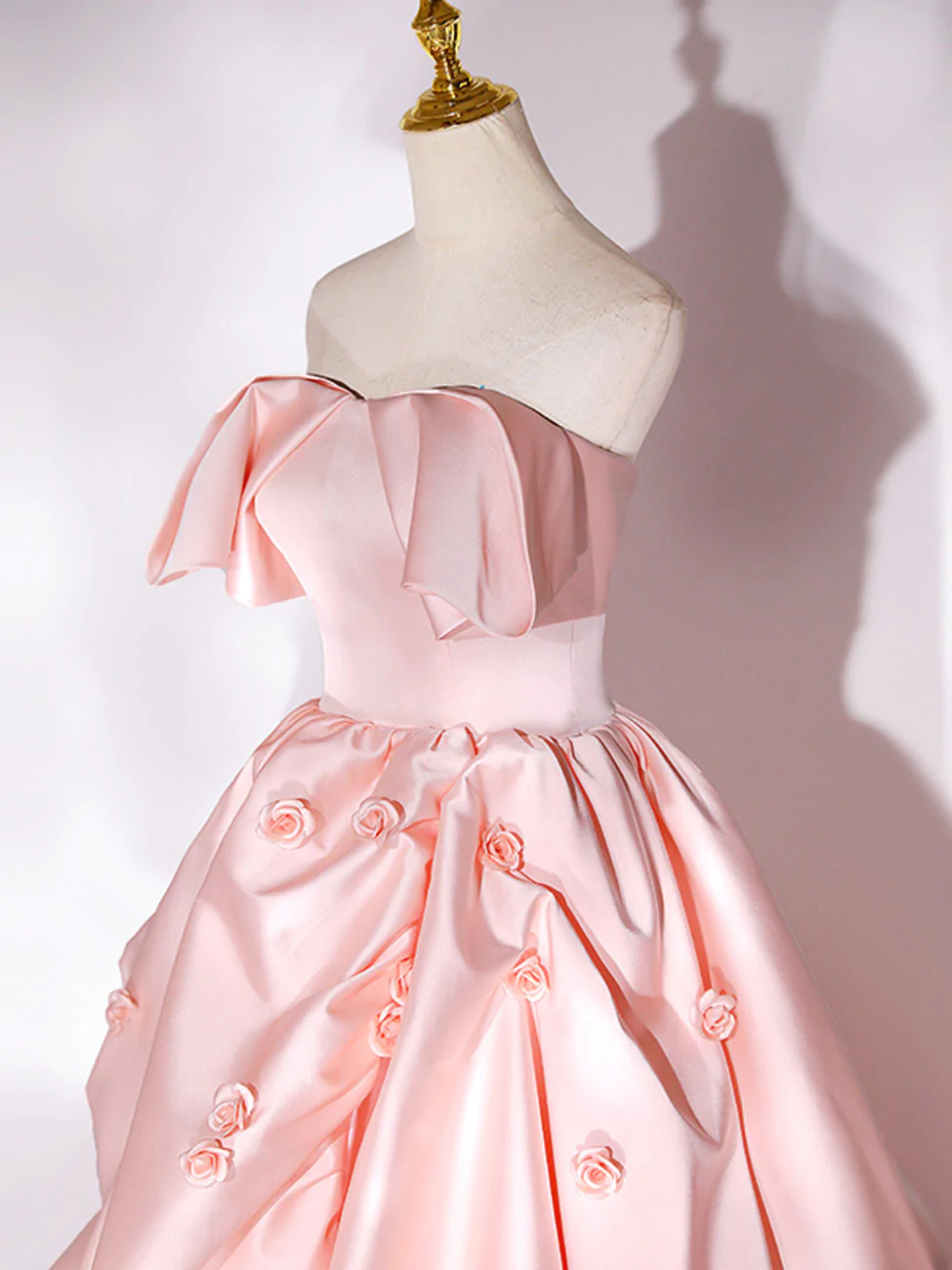Robe de bal longue en satin rose à traîne longue, robes de soirée formelles roses nv601