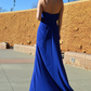 A-Linie Herzförmiger Chiffon-Ballkleid mit Bodenlänge und Schlitz vorn, Strasssteinen, nv758