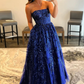 Funkelndes, rotes, langes Ballkleid mit Taschen nv638