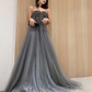 Robe de bal longue en tulle gris à sequins Robe de soirée en tulle gris nv883