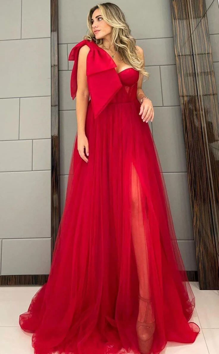 A-Linie, königsblaues, langes Abendkleid aus Tüll, gelbe Ballkleider mit Beinschlitz, nv624