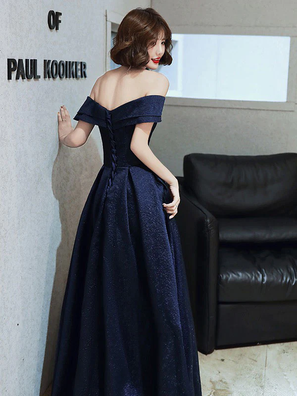 FANTASTISCHES ABENDKLEID A-LINIE BATEAU-AUSSCHNITT BODENLANG KURZE ÄRMEL SCHNÜRUNG PLISSIERTES SATIN-STOFF ABENDKLEID nv616