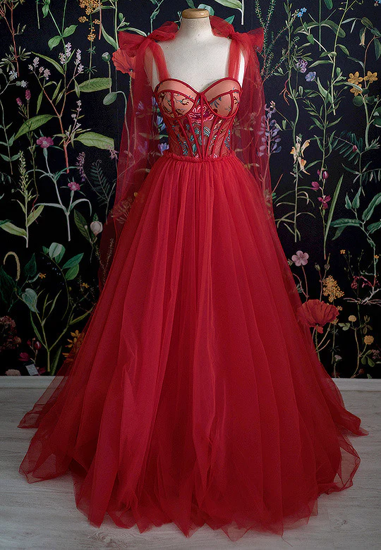 Wunderschönes rotes langes Abendkleid Ballkleider nv812