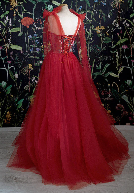 Wunderschönes rotes langes Abendkleid Ballkleider nv812