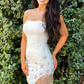 Rosa enges Homecoming-Kleid mit Stern und Fransen nv636