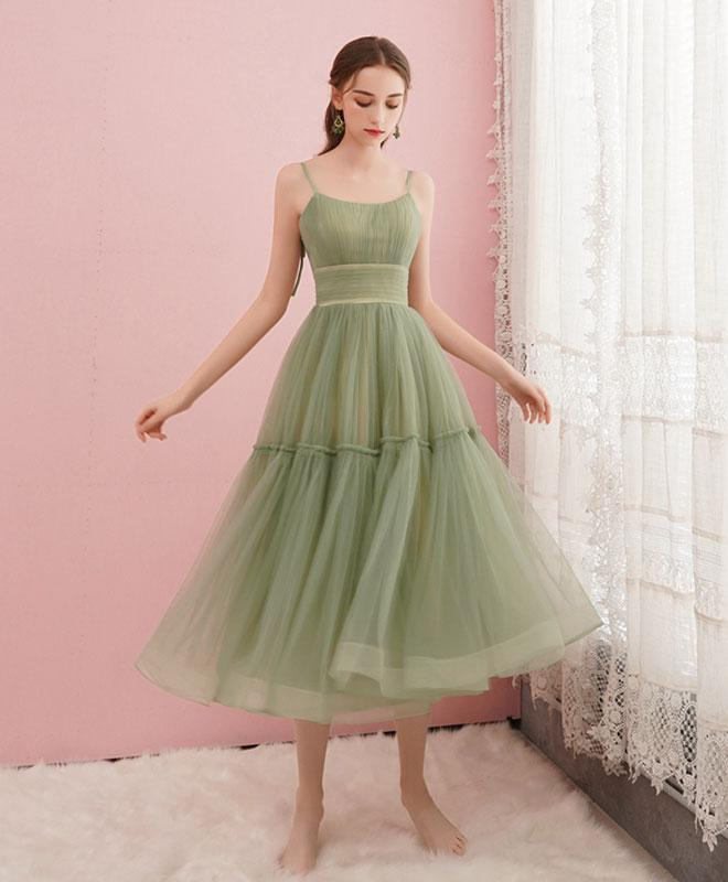 Süßes grünes kurzes Ballkleid aus Tüll, schlichtes Homecoming-Kleid aus Tüll, formelle Kleider nv541