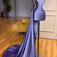 lila Abendkleider, Abendkleider mit Perlen, Abendkleid mit einem Träger, kurze Abendkleider nv506