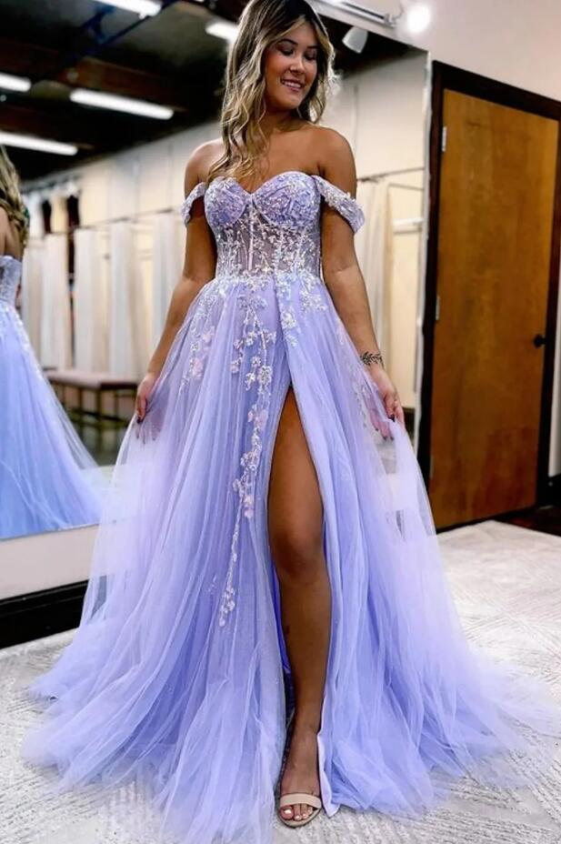 Glitzerndes langes Ballkleid mit Schlitz nv999