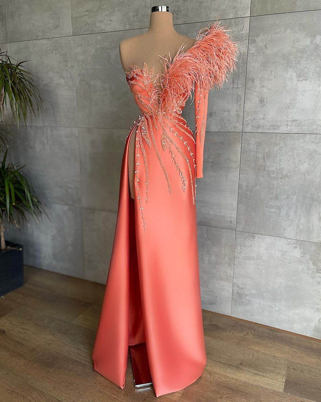 Ballkleider mit einer Schulter, Abendkleid für Damen, Ballkleider mit Perlenbesatz, NV416