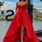 Robe de bal rouge haute-basse, robe de soirée, robe pour occasions spéciales, robe formelle, robe de soirée de remise de diplôme nv204