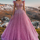 A-Linien-Abendkleid mit Trägern, herzförmigem Ausschnitt, Spitze und Pailletten, bodenlang, nv173