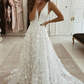 A-Linie Bohemian Brautkleid mit Spitzenapplikationen Strand Brautkleid nv194