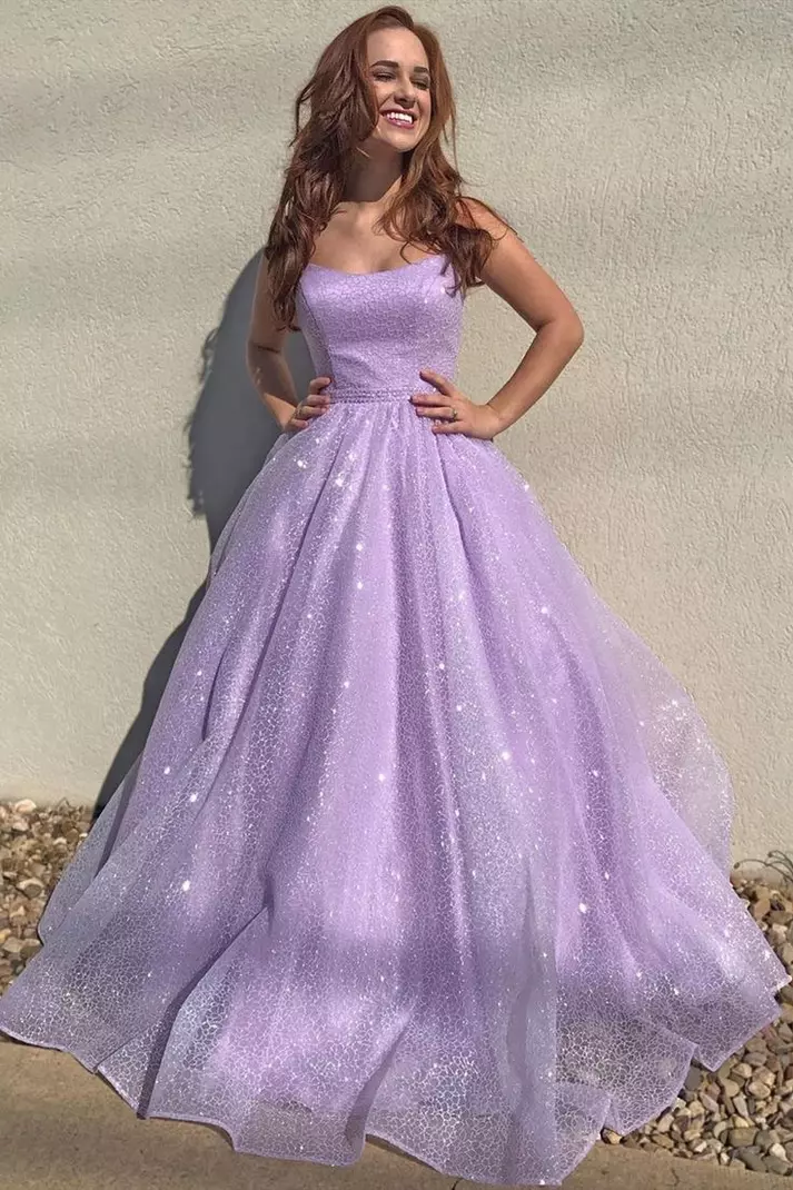 Lila Tüll Ballkleid funkelndes High School Ballkleid Ballkleid nv128