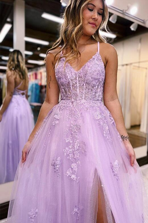 Robe de bal longue et sexy lilas, robe de soirée, robe de remise de diplôme, nv1016