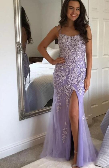 Robe de bal longue sirène sexy lilas nv1024