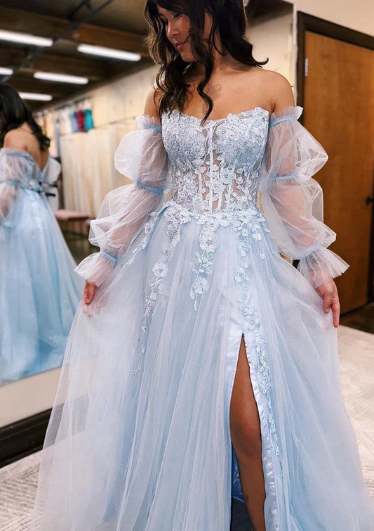Strapless Tulle/Lace Long Prom Dresses nv1020