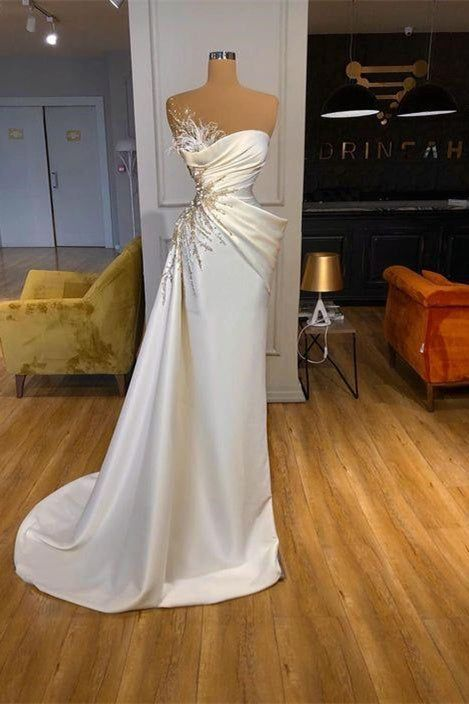 white prom dresses, sexy prom dresses, white prom dresses, pearls prom dresses nv382