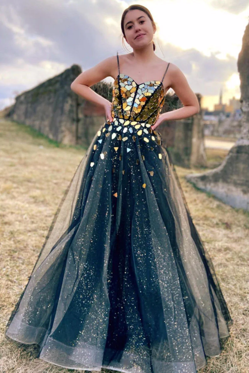 Robe de bal longue en tulle à col en cœur unique, robe de soirée en tulle nv421