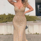 Luxuriöses Meerjungfrau-Abendkleid mit herzförmigem Ausschnitt und langem Champagner-Abschlussballkleid nv301