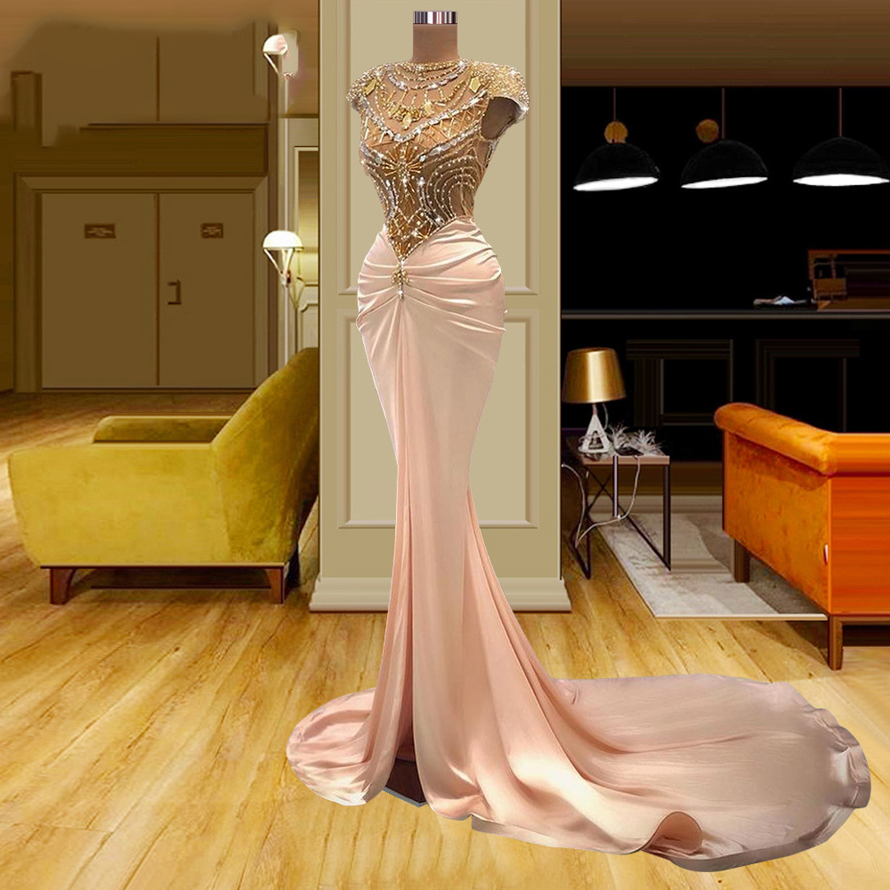 sexy Ballkleider, Abendkleider mit Kristallen, Abendkleider mit Perlen, günstige Partykleider nv518