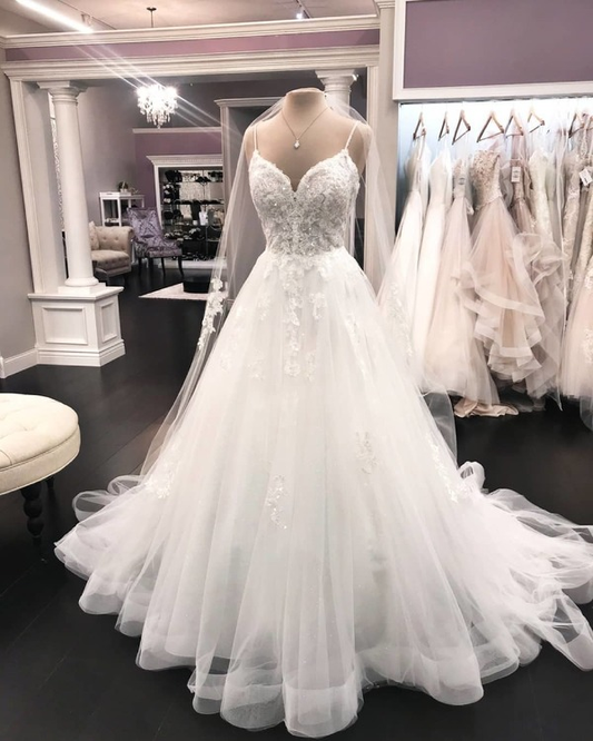 Spaghettiträger Brautkleider, Hochzeitskleid, maßgeschneiderte Brautkleid Ballkleid nv253