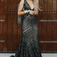 Hellviolettes Meerjungfrau-Ballkleid mit tiefem V-Ausschnitt und Pailletten nv637
