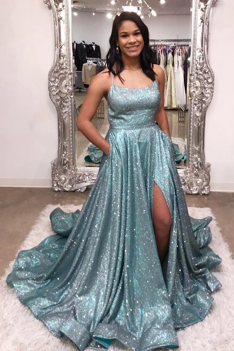 Shinning Prom Dress with Slit, Evening Dress, Special Occasion Dress, Formal Dress nv206