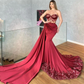 Charmante robe de bal sirène sans manches avec décolleté en cœur et applications florales nv967