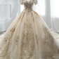 Mode Champagner Tüll Spitze Brautkleid Ballkleid Brautkleider Ballkleid nv254