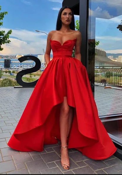 Robe de bal rouge haute-basse, robe de soirée, robe pour occasions spéciales, robe formelle, robe de soirée de remise de diplôme nv204