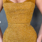 Sexy Yellow Sleeveless Mermaid Prom Dress With Side Slit nv244