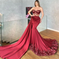 Bezauberndes ärmelloses Meerjungfrau-Ballkleid mit Blumenapplikationen nv355