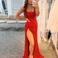 Mermaid Glitter Sequins Sexy Hot Pink Backless Long Prom Dress nv226