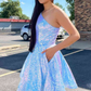 Süßes kurzes A-Linien-Homecoming-Kleid mit One-Shoulder-Träger und Pailletten nv235