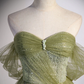 A-Linien-Ballkleid aus grünem Tüll, langes Ballkleid, grünes Abendkleid mit Perlenbesatz, nv549