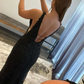 Robe de bal longue en dentelle noire à col en V, robe de soirée noire sirène nv402