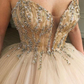 Glitzerndes Ballkleid mit Spaghettiträgern und Perlen, langes Tüll-Quinceanera-Kleid, nv196