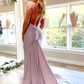Elegantes lila Meerjungfrau-Abendkleid mit V-Ausschnitt nv370