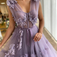 Atemberaubendes Lavendel-Tüll-Rüschenkleid, Langes Tüll-Ballkleid, Tutu-Maxikleid, Brautjungfernkleid, Ballkleid, Korsett-Tüllkleid nv213