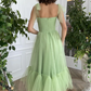 Schlichtes grünes Ballkleid in Teelänge, grünes Abendkleid nv529
