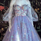 Light Purple A-line Tulle Floral Off Shoulder Sweetheart Evening Prom Dresses nv449