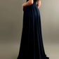 Langes Maxi-Ballkleid mit V-Ausschnitt und breitem Bund nv192