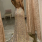 Sexy Meerjungfrau langes Ballkleid mit Pailletten, Abendkleid nv185