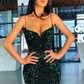 Schickes Ballkleid mit Spaghettiträgern und grünen Pailletten im Meerjungfrau-Stil, lange Partykleider, nv137