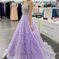 Wunderschönes lila Spitzen-Ballkleid mit Perlen, langes Ballkleid mit Herzausschnitt, nv814