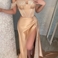 Glamorous Off-the-shoulder Sequined Sleeveless Mermaid Prom Dress With Slit nv369