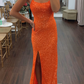 Robe longue de soirée sirène à paillettes vert émeraude nv477