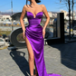 Glamouröses langes Meerjungfrau-Ballkleid mit herzförmigem Ausschnitt und Schlitz nv179
