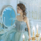 Robe de bal en tulle bleu clair sans bretelles avec volants, robe de soirée nv215