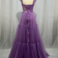 Atemberaubendes Lavendel-Tüll-Rüschenkleid, Langes Tüll-Ballkleid, Tutu-Maxikleid, Brautjungfernkleid, Ballkleid, Korsett-Tüllkleid nv213